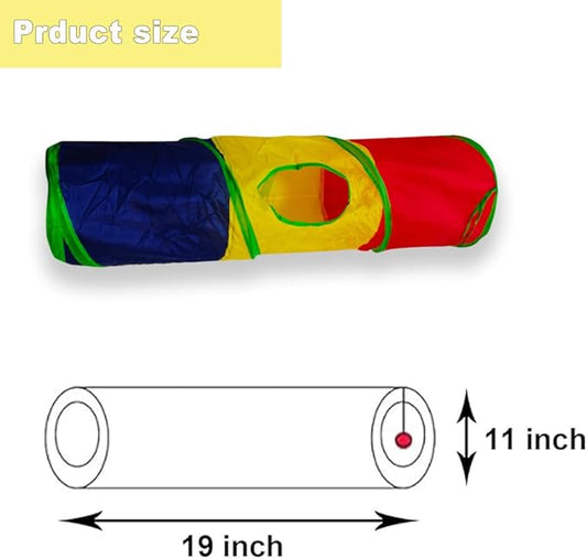 Cat Tunnel Tube Toys，Tunnels for Indoor Cats, Collapsible Interactive Toy with Balls for Rabbits, Kittens, Ferrets, Puppy (2 Way Mushroom)