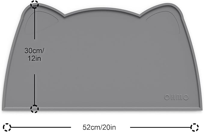 OHMO - Cat Food Mat, Silicone Pet Feeding Mat for Floor Non-Skid Waterproof Dog Water Bowl Tray, Easy to Clean Pet Placemat