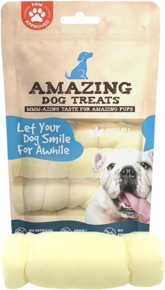 Amazing Dog Treats - Beef Cheek Rolls (6 Inch Regular - 4 Pcs) - No Hide - Safe Rawhide Alternative Dog Chew - Great for Power Chewers - Long Lasting Dog Chew - No Splinters - Retriever Rolls For Dogs