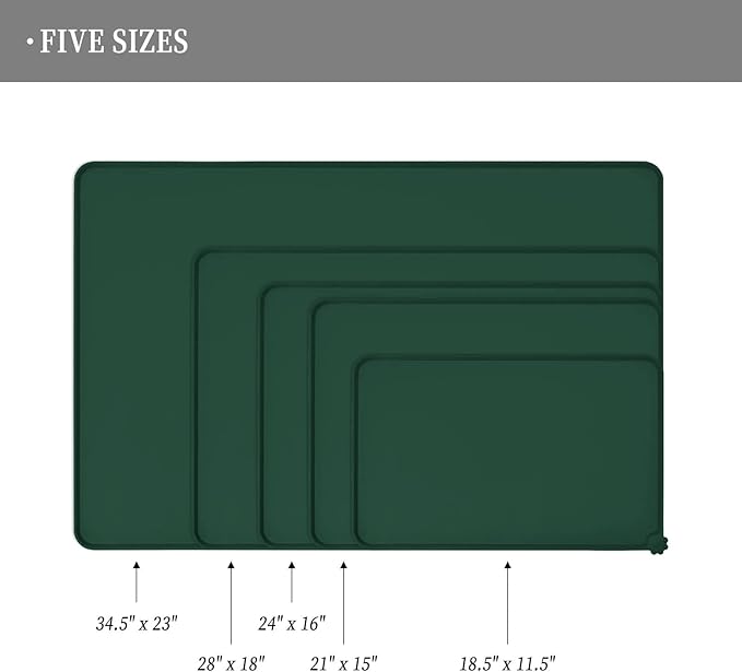 Waterproof Pet Feeding Mat with High Raised Edges, Heavier and Thicker Placemats for Cat Dog Water Bowl with BPA Free, Dogs Cats Food Mats for Messy Drinkers to Prevent Spill and Protect Floors