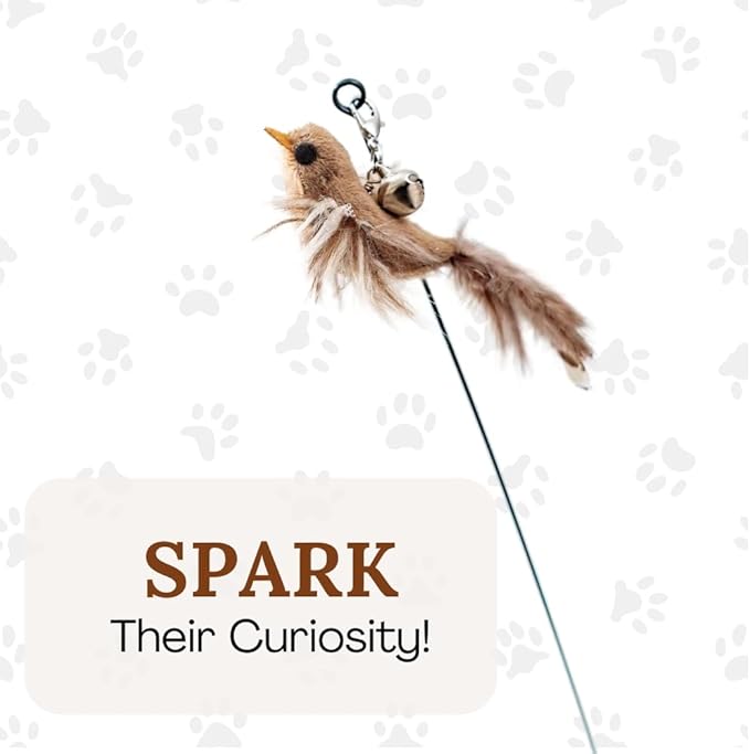 Cat Toys for Bored Indoor Adult Cats Any Surface Base Wand Stimulation Toys for Indoor Cats Cat Feather Toy Cat Feather Cat Toy Wand Juguetes para Gatos Activos Juegos para Gatos