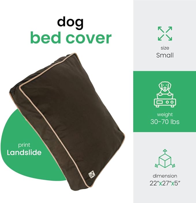 Molly Mutt Small Dog Bed Cover - Landslide Print - Measures 22"X27"X5"- 100% Cotton - Durable - Breathable - Sustainable - Machine Washable Dog Bed Cover