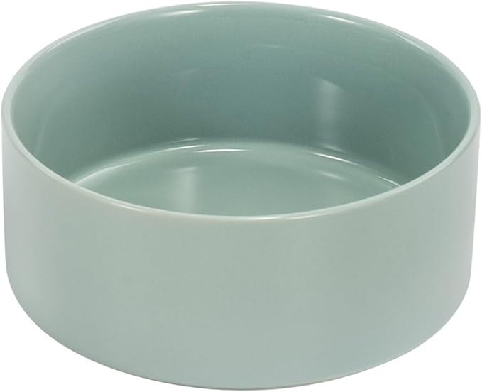 SPUNKYJUNKY 60 OZ Ceramic Dog and Cat Bowl, Modern Cute Weighted Food Water Bowl for Replacement Morandi Green (1 Pack)