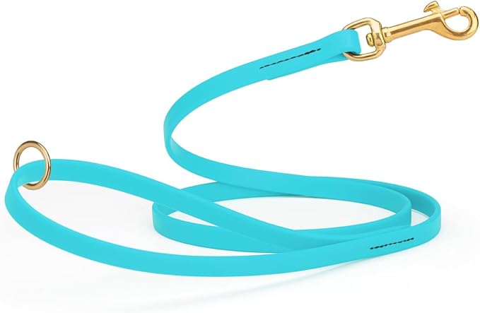 Viper Biothane K9 Working Dog Leash Waterproof Lead for Tracking Training Schutzhund Odor-Proof Long Line with Solid Brass Snap for Puppy Medium and Large Dogs 6ft, Sky Blue