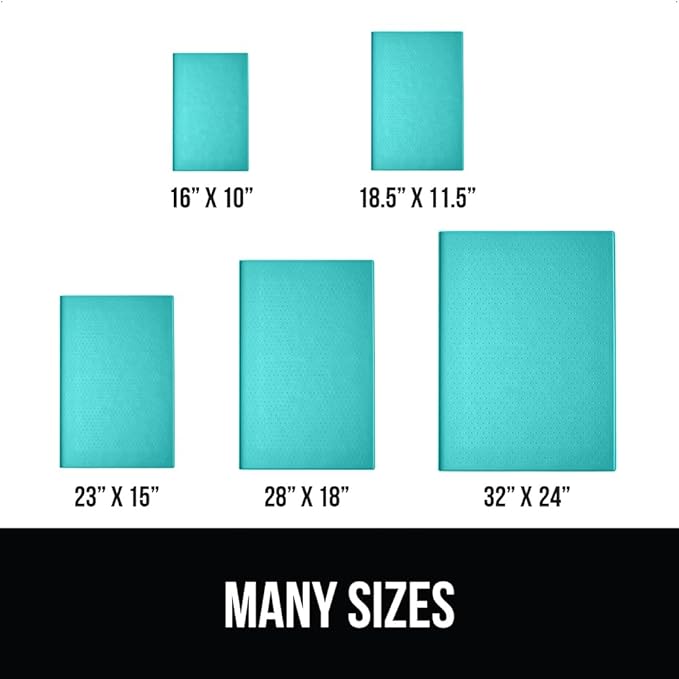GORILLA GRIP 100% Waterproof Raised Edge BPA Free Silicone Pet Feeding Mat, Dog Cat Food Mats Contain Spills Protects Floors Placemats for Cats and Dogs Water Bowl Pets Accessories 18.5x11.5 Turquoise