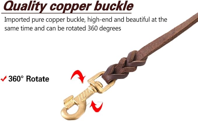 LWBMG Leather Dog Leash - 4ft x 1/2 inch, Braided, Comfortable Training Leash for Small & Medium Dogs