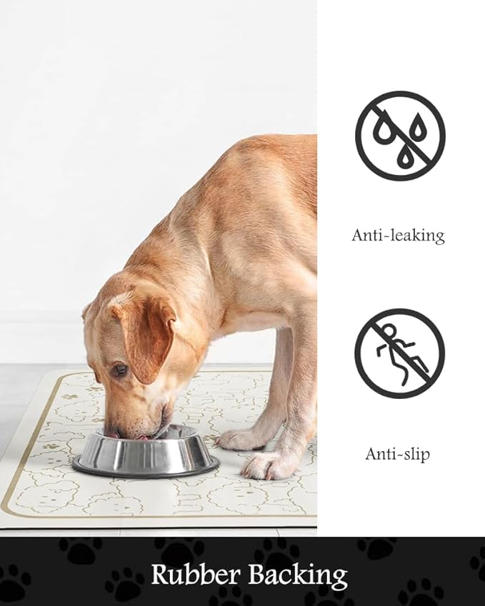 Pet Feeding Mat-Absorbent Dog Mat for Food and Water Bowl-No Stains Quick Dry Water Dispenser Mat-Dog Accessories Pet Supplies-Bowl for Messy Drinkers（FRAMEDOGS,23"x34"