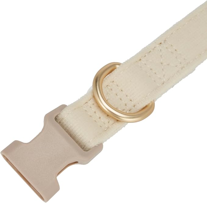 Soft Corduroy Fibric Dog Collar, Quick Side Release Buckle, for Large Dogs.(White,Large:17-26")