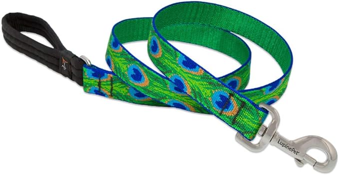 Lupinepet Originals 1" Tail Feathers 6-Foot Padded Handle Leash for Medium and Larger Dogs