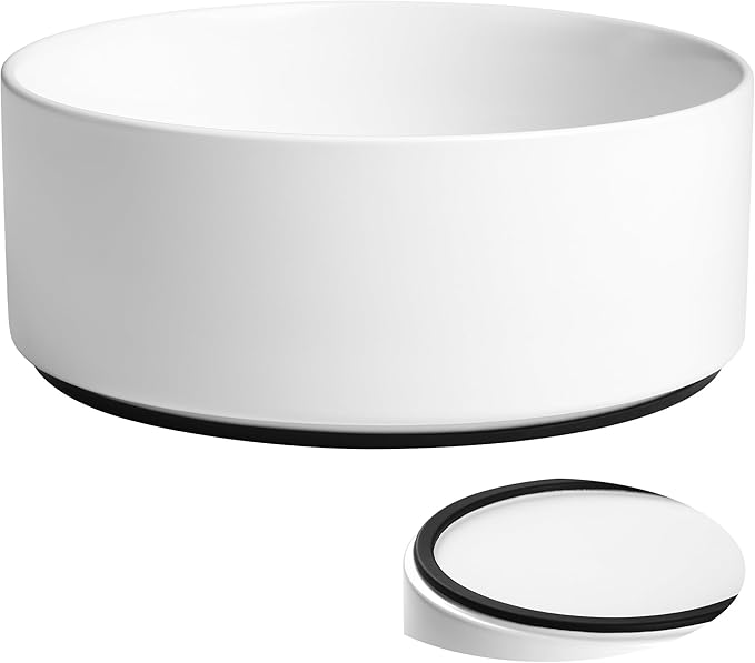 Large Dog Bowls, Non Slip Heavy Ceramic Dog Food and Water Bowl with Silicone Base, 8" Pet Feeding Bowl for Small, Medium, and Big Dogs (White, 8 Inches)