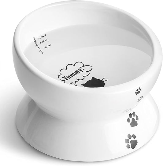 Y YHY Elevated Cat Food Bowl, Raised Food and Water Bowl for Cat and Small Dog, Tilted Ceramic Water Bowls No Spill,15oz, Dishwasher Safe