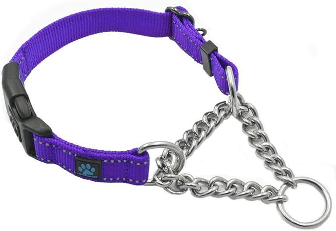 Max and Neo Stainless Steel Chain Martingale Collar - We Donate to a Dog Rescue for Every Collar Sold (Small, Purple)