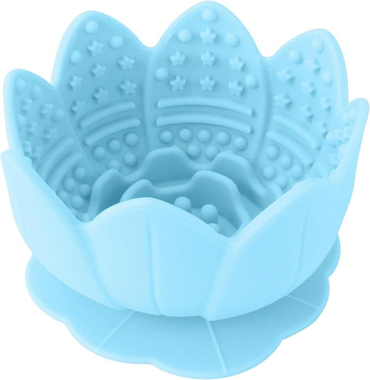 Silicone Dog Slow Feeder Lick Bowl，Slow Feeder Bowls for Small Medium Breed Dogs，Dog Freeze Bowl with Suction Cups，Interactive Puzzle Toy(Blue, Small)