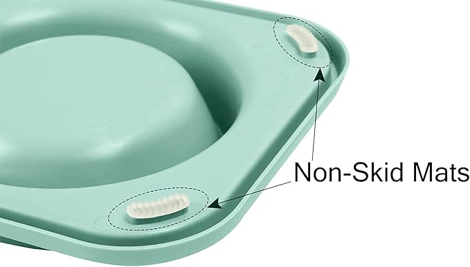 Cat Food Bowls, Cat Bowls Non-Skid and Non-Spill Silicone Pads with PP Stand, Removable Stainless Steel Food and Water Dishes for Cats, Small Size Dogs