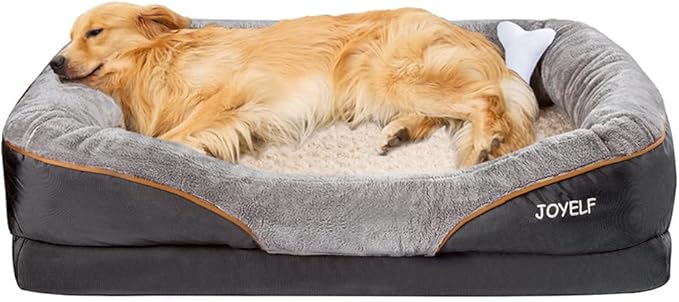 JOYELF XLarge Memory Foam Dog Bed, Orthopedic Dog Bed & Sofa with Removable Washable Cover and Squeaker Toy as Gift