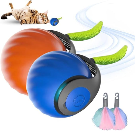 Upgrade Speedy 3.0 Tail Cat Toy, 2026 New Speedy Tail Interactive Cat Toy for Indoor Cats, USB Rechargeable Automatic Moving Smart Cat Toys Ball with Tail Two Speed Adjustment (Blue+Orange, 2PCS)