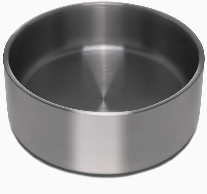 4Knines Stainless Steel Dog Bowl – Heavy Duty Non-Slip Large Pet Food and Water Bowl for Dogs and Puppies, Double-Walled, Spill Resistant, Rust Proof, Easy Clean, 64oz Capacity - Black