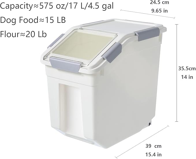 LISM 2 Pack Dog Food Storage Container with Scoop,Large Airtight Pet Dog Food Bin,Container for Dog Treats Rice,Dog Cat Dry Food Bin,Baking Supplies,Flour,Rice,Kitchen Pantry Cereal(15 LB)