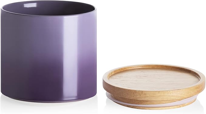 Sweejar Ceramic Food Storage Jar, Stackable Kitchen Canisters, Containers with Airtight Seal Wooden Lid for Serving Coffee Grounds, Coffee Bean, Flour, Tea, Spice and More - 39 Fl Oz (Gradient Purple)