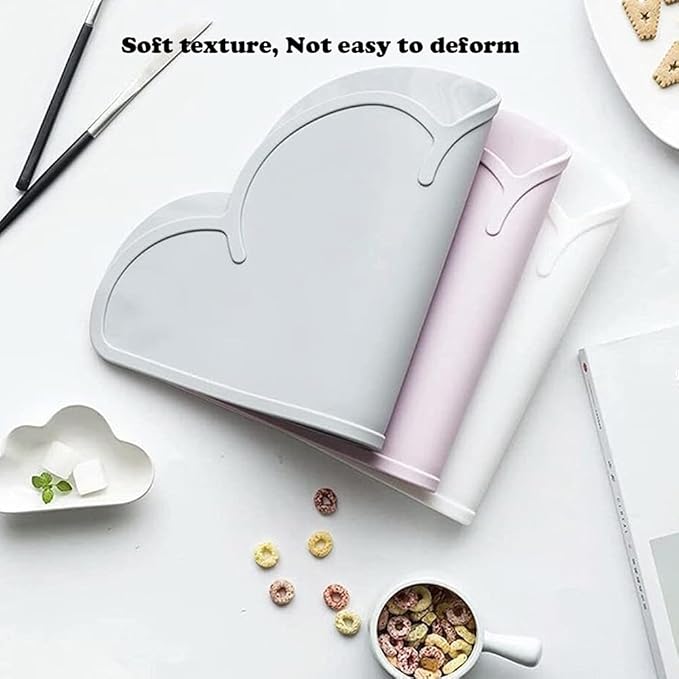 Love Dream Silicone Pet Feeding Food Mat with Raised Edge, Anti-Slip Waterproof Pet Bowl Mat Placemat for Dog and Cat (Purple)
