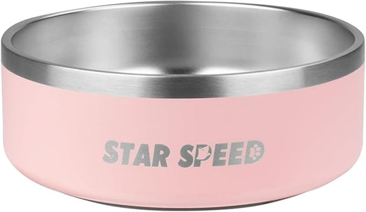 StarSpeed 42oz Stainless Steel Dog Bowls with Rubber Bottom Non-Slip Double Wall Metal Outdoor Dog Food and Water Bowls Weighted Insulated Pet Feeding Bowl for Small,Medium Sized Dogs or Cats