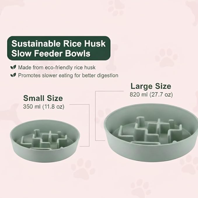 Sustainable Dog Slow Feeder Bowl – 11.8 OZ (350 ML) | Eco-Friendly Material, Dishwasher Safe | Suitable for Dry and Wet Food | Durable and Easy to Clean | Off White