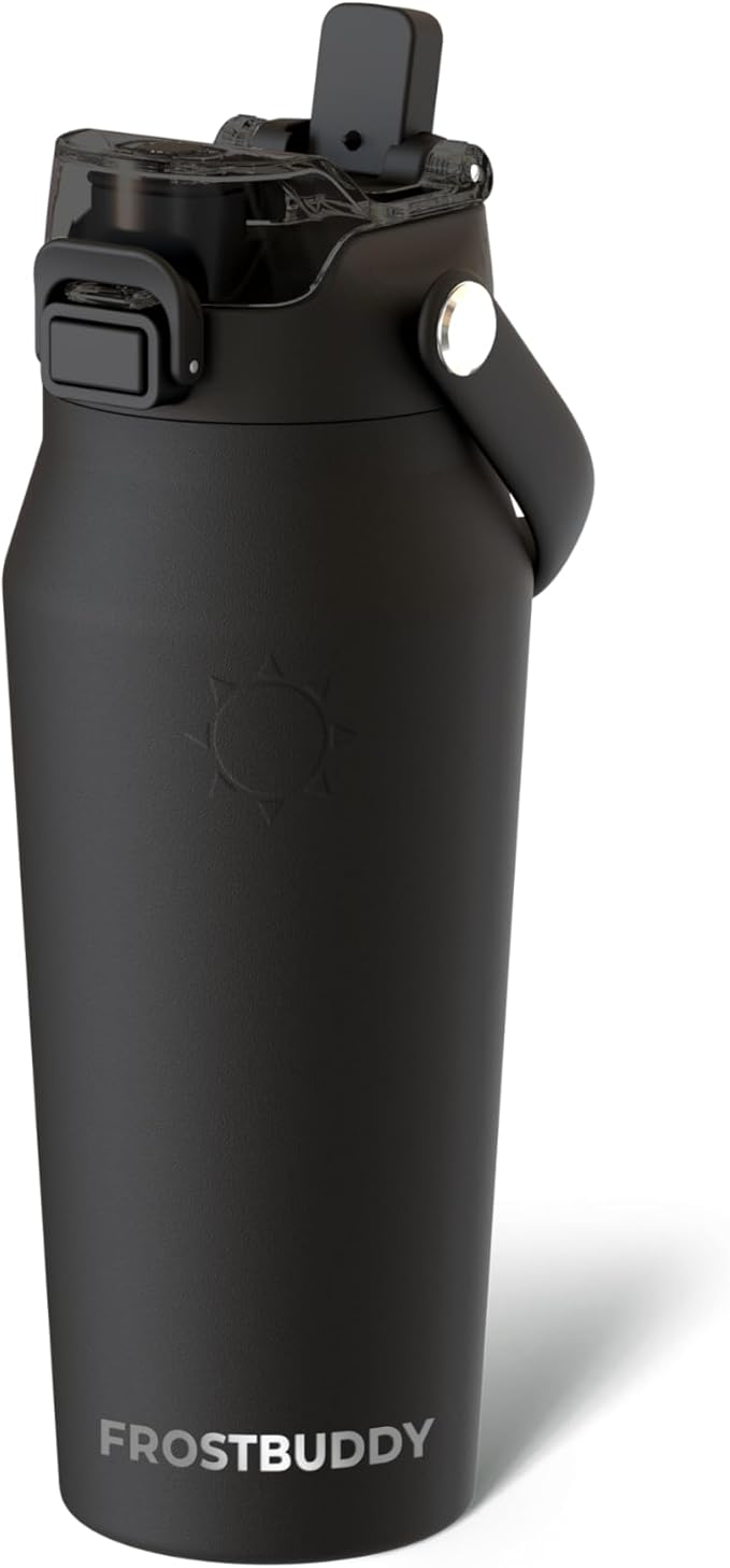 Frost Buddy 16oz Insulated Water Bottle with Straw & Chug Lid | Leak-Proof Stainless Steel | 24-Hours Cold | Sweat-Proof, Cup Holder Friendly | Ideal for Gym, Travel, Sports & Everyday Hydration