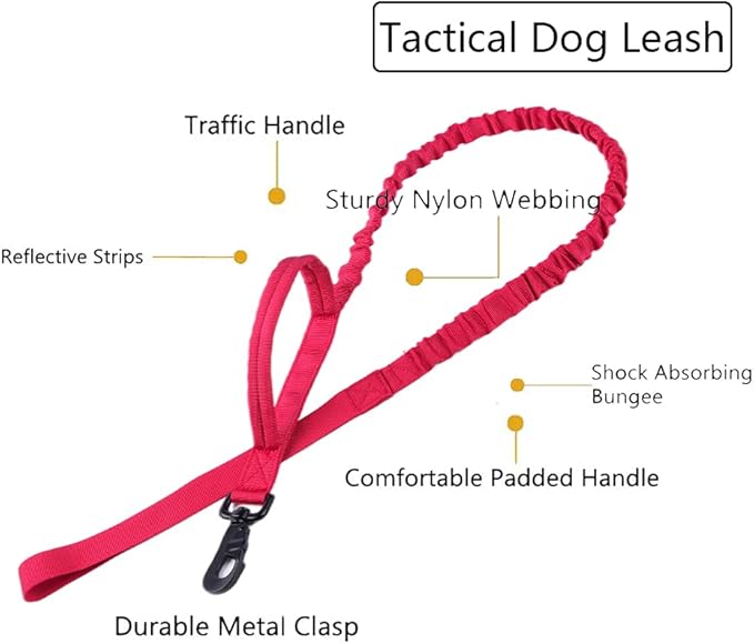 Xqpetlihai Tactical Dog Collar and Leash Set Adjustable Military Nylon Dog Collar with Control Handle and Heavy Duty Metal Buckle for Large Dogs（Red XXL