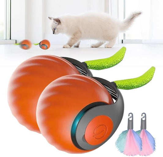 Upgrade Speedy 3.0 Tail Cat Toy, 2026 New Speedy Tail Interactive Cat Toy for Indoor Cats, USB Rechargeable Automatic Moving Smart Cat Toys Ball with Tail Two Speed Adjustment (Orange, 2PCS)