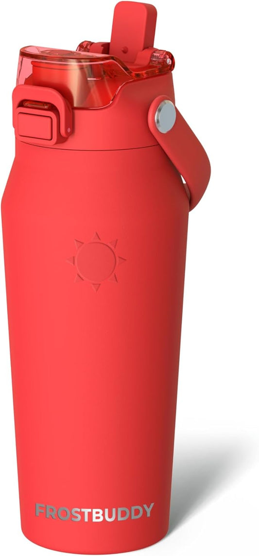 Frost Buddy 16oz Insulated Water Bottle with Straw & Chug Lid | Leak-Proof Stainless Steel | 24-Hours Cold | Sweat-Proof, Cup Holder Friendly | Ideal for Gym, Travel, Sports & Everyday Hydration