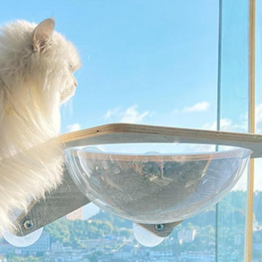 Cat Hammock Cat Wall Shelves, Foldable Cat Window Perch for Indoor Cats, Wall Mounted Cat Climbing Set, Suction Cup Large Cat Window Hammock Seat Shelf with Sturdy(Acrylic Space Capsule 40x30x15cm)
