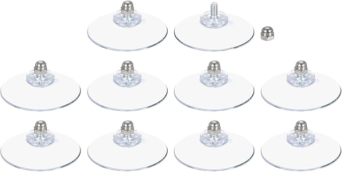 uxcell 10 Packs Suction Cups for Glass 40mm/1.6" Dia Clear PVC Window Glass Suction Sucker Pads with M4 x 8mm Screw for Window Bathroom Door Glass Wall Car Sun Shade