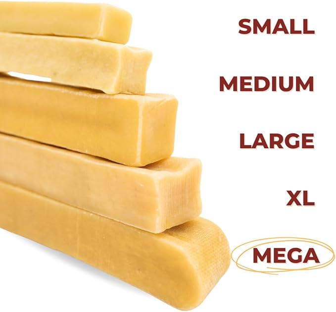 Bully Bunches Mega Authentic Yak Cheese Himalayan Chews for Giant Dogs & Super Aggressive Chewers - All Natural Dog Treat Dental Chews, Made with Real Yak Milk - Lactose & Rawhide Free (2 PK)