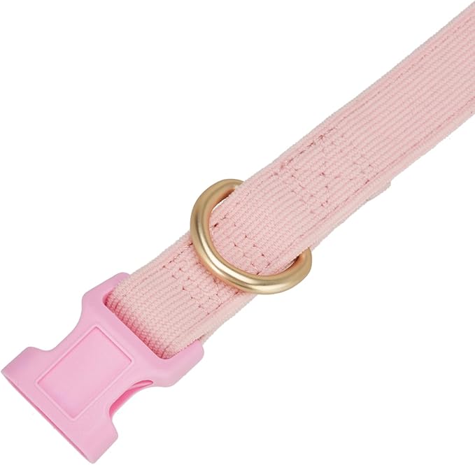 Soft Corduroy Fibric Dog Collar, Quick Side Release Buckle, for Large Dogs(Light Pink,Large:17-26")