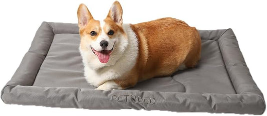 4-Season Water-Resistant Dog Beds for Metal Crates, Indoor & Outdoor Use for Dogs up to 30 lbs, Durable Oxford 900D Fabric, Plush Pillow & Supportive Foam, Washable (28 inches, Grey)