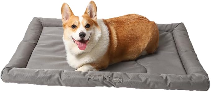 4-Season Water-Resistant Dog Beds for Metal Crates, Indoor & Outdoor Use for Dogs up to 100 lbs, Durable Oxford 900D Fabric, Plush Pillow & Supportive Foam, Washable (45 inches, Grey)