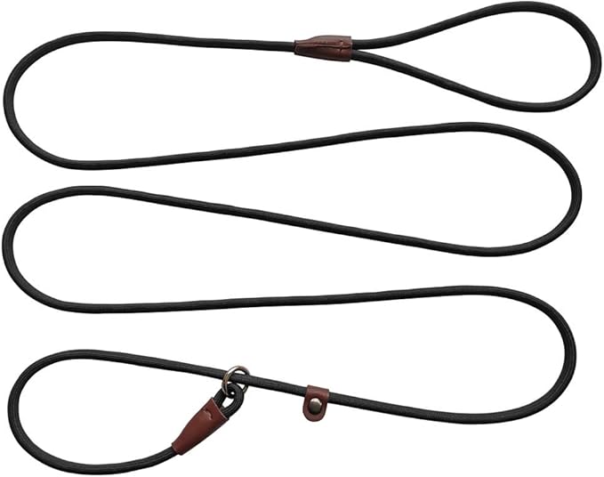 BTINESFUL 7ft Slip Lead Dog Leash, Strong Nylon Rope Leash, 1/4" Dog Training Lead for Small Medium Dogs, 14+ Colors (1/4" * 7 FT, Black)