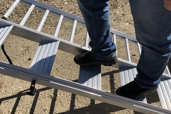 Step Ramp 5 Step Dirt Bike Ramp - Aluminum Folding Loading Ramps for Pickup Trucks with Integrated High Traction Steps & Raised Tire Guide Edges, Ideal Dirtbike Ramps for Pickup Trucks, Powersports