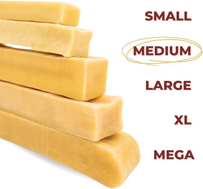 Bully Bunches Medium Authentic Yak Cheese Himalayan Chews for Medium & Small Dogs - All Natural Dog Treat Dental Chews, Made with Real Yak Milk - Lactose & Rawhide Free (2 Pk)