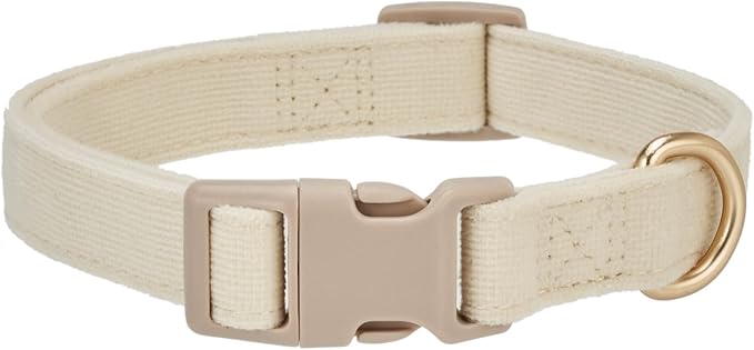 Soft Corduroy Fibric Dog Collar, Quick Side Release Buckle, for Large Dogs.(White,Large:17-26")