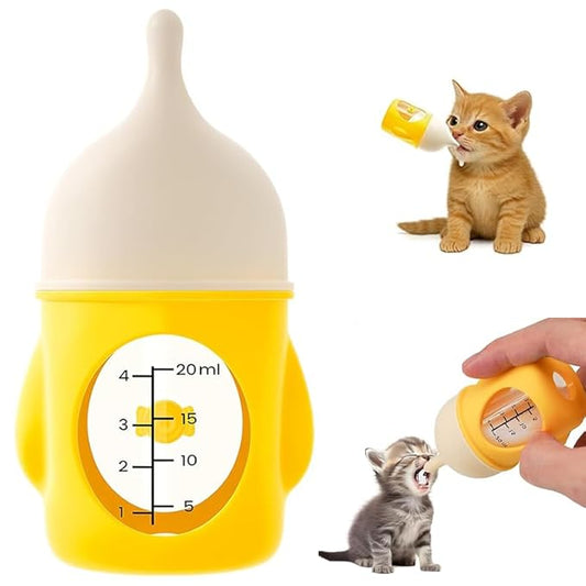 Kitten Bottle for Nursing, Puppy Bottles for Nursing, Rabbit Water Bottle - Anti-Choking Anti-Gas Design with Reusable Silicone Nipples for Safe Feeding of Newborn Pets
