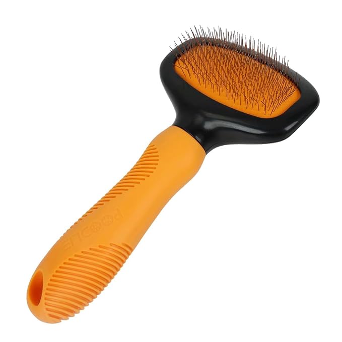 Poodle Pet Slicker Brush - For Dogs, Cats, Rabbits - Matted/Loose Fur, Knots - Suitable for Doodle/Goldendoodle Grooming and Shredding Short/Long Hair (Orange)