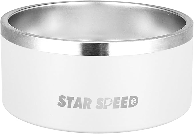 100oz Large Stainless Steel Dog Bowl. Extra Large Water Bowls for Large Dogs with Rubber Bottom, Drop Resistant and Durable, Keeps Cold, Fits Different Size Big Dog Food Bowls.(100 OZ, White)