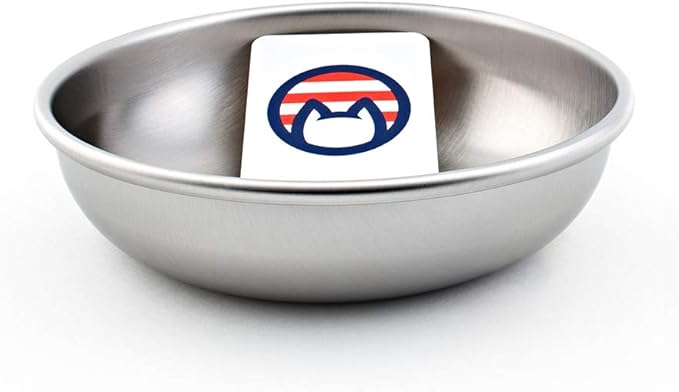 Stainless Steel Cat Bowl for Food & Water by Americat – Made in USA – Dishwasher Safe, Human Grade, Whisker Friendly Dish (1 Bowl)