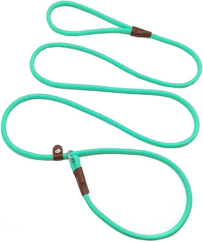 MayPaw Slip Lead Control Leash for Dogs No Pull, 13+ Colors Classic Dog Lead 7 FT Pet Slip Leash, 1/4” Rope Leashes for Small Medium Animals (7ft*1/4", Turquoise)