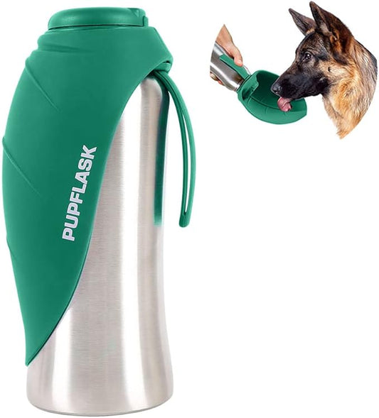 PupFlask Large Dog Water Bottle | 27 or 40 OZ Stainless Steel | Convenient Dog Drink Dispenser | Puppy Travel Water Bowl | Portable Pet Hydration Bottle | Leak Proof | Perfect Size for All Breeds