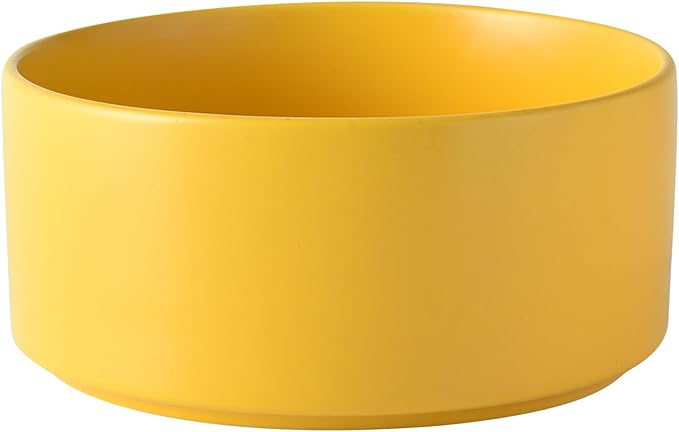 6'' Ceramic Dog Bowl - 30Oz Classic Dogs Food & Water Bowl for Small and Medium Breed Dogs, Heavy Duty Non-Slip Dog Dishes, Food Grade Stoneware Pet Bowl, Dishwasher & Microwave Safe, Yellow