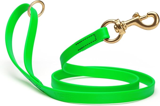 Viper Biothane K9 Working Dog Leash Waterproof Lead for Tracking Training Schutzhund Odor-Proof Long Line with Solid Brass Snap for Puppy Medium and Large Dogs 4ft, Tropical Green