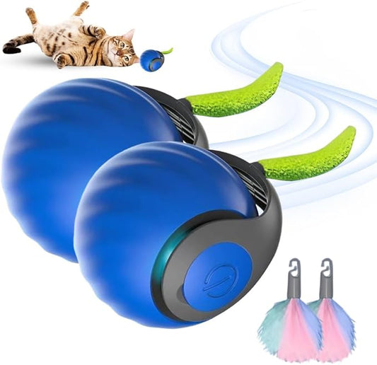 Upgrade Speedy 3.0 Tail Cat Toy, 2026 New Speedy Tail Interactive Cat Toy for Indoor Cats, USB Rechargeable Automatic Moving Smart Cat Toys Ball with Tail Two Speed Adjustment (Blue, 2PCS)