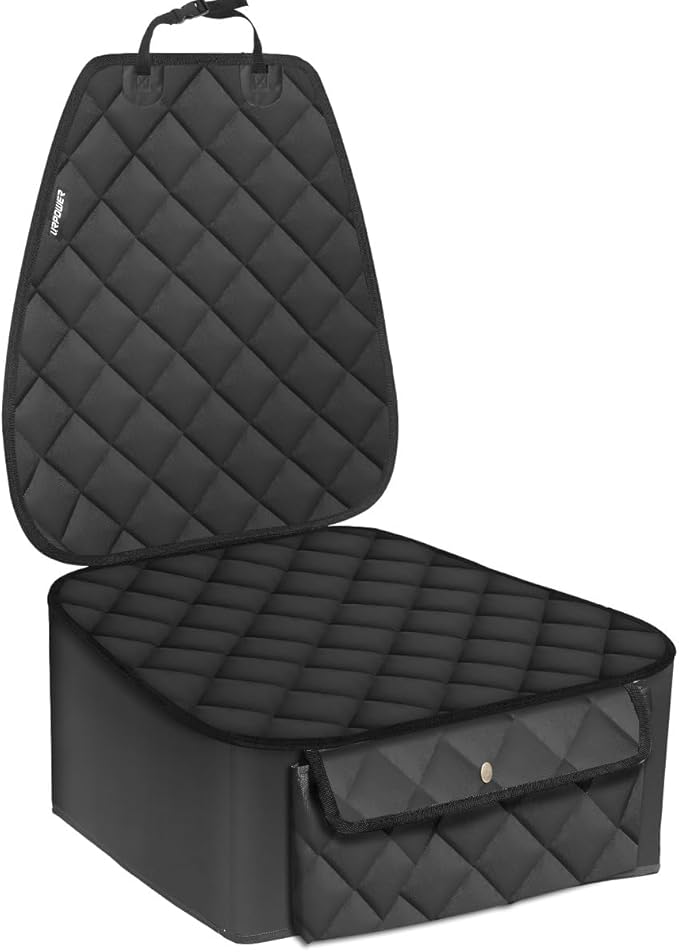 URPOWER Dog Car Seat Cover for Front Seat, Waterproof Pet Car Seat Protector with Pocket & Elastic Skirt, Non-Slip Dog Bucket Seat Covers for Cars, Trucks & SUVs